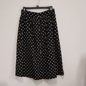 Forever 21 | Black + White Polka Dot vintage-inspired Midi Circle Skirt | S
